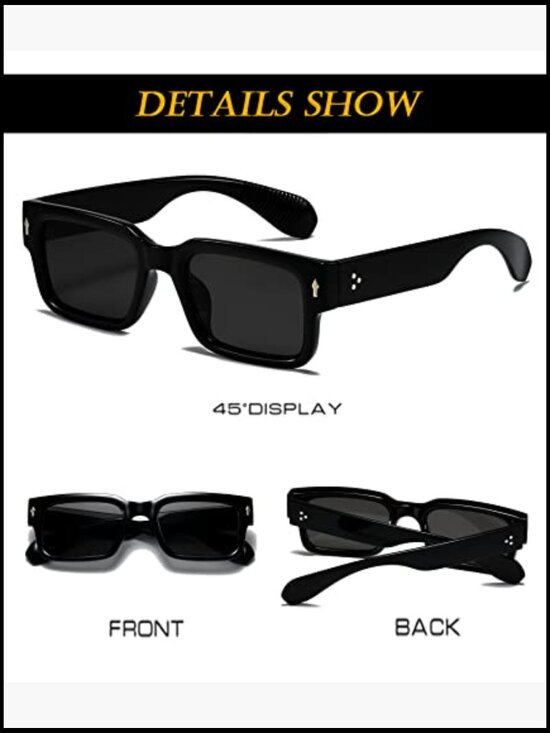 Square Frame Sunglasses Chunky Rectangle UV400 Protection Men Women main image 5